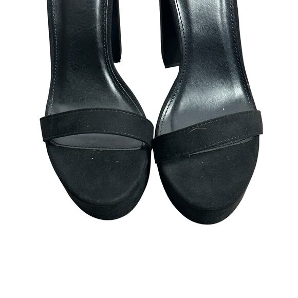 Charlotte Russe Platform Heels Womens 9 Black Ankle Strap Faux Suede Open Toe - Picture 5 of 8